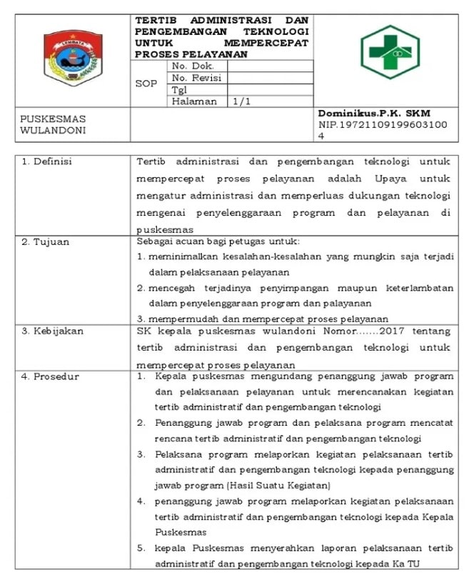 CONTOH SOP ADMINISTRASI