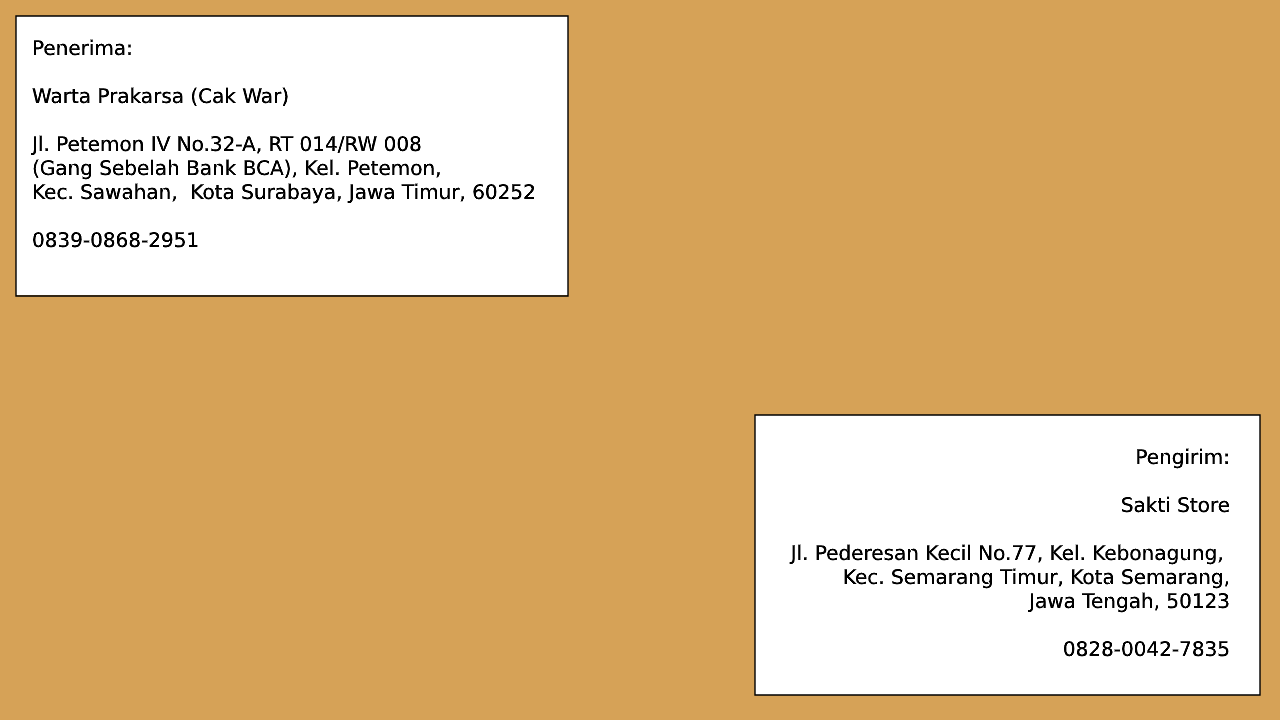 contoh alamat paket